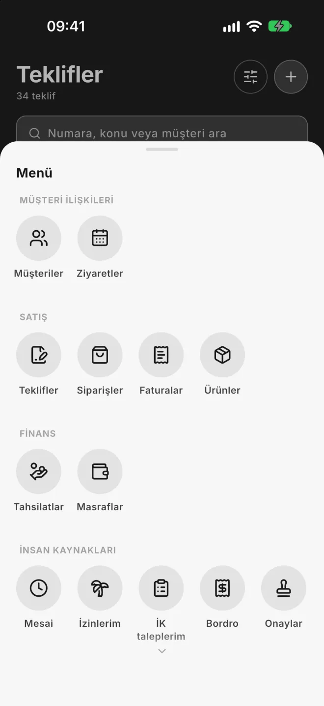 Satış, finans ve İK tek menüde